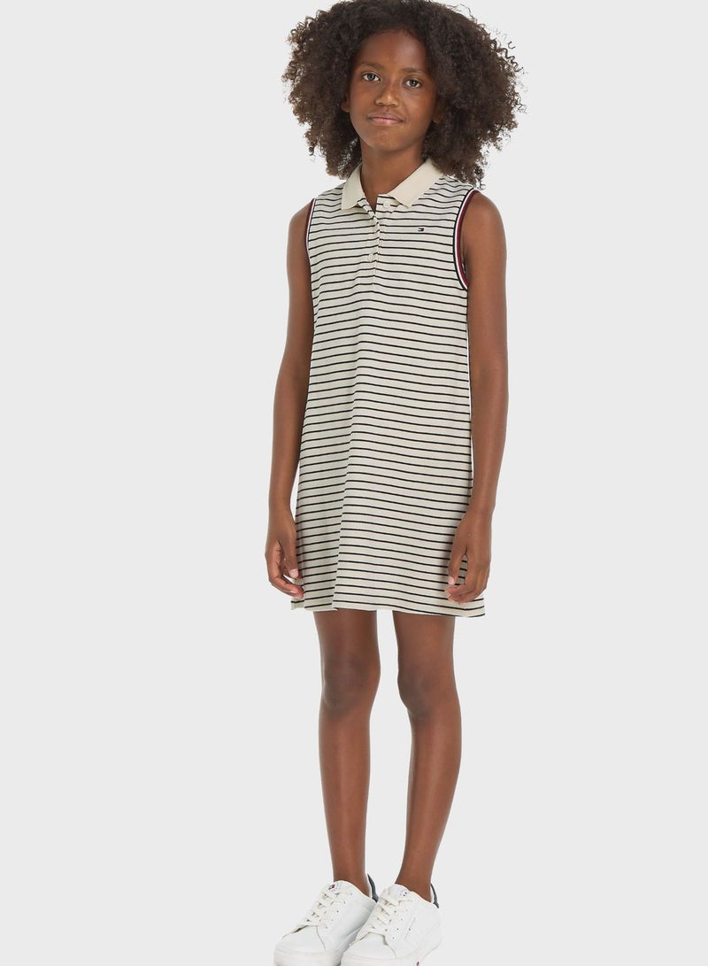 Kids Stripe Polo Midi Dress
