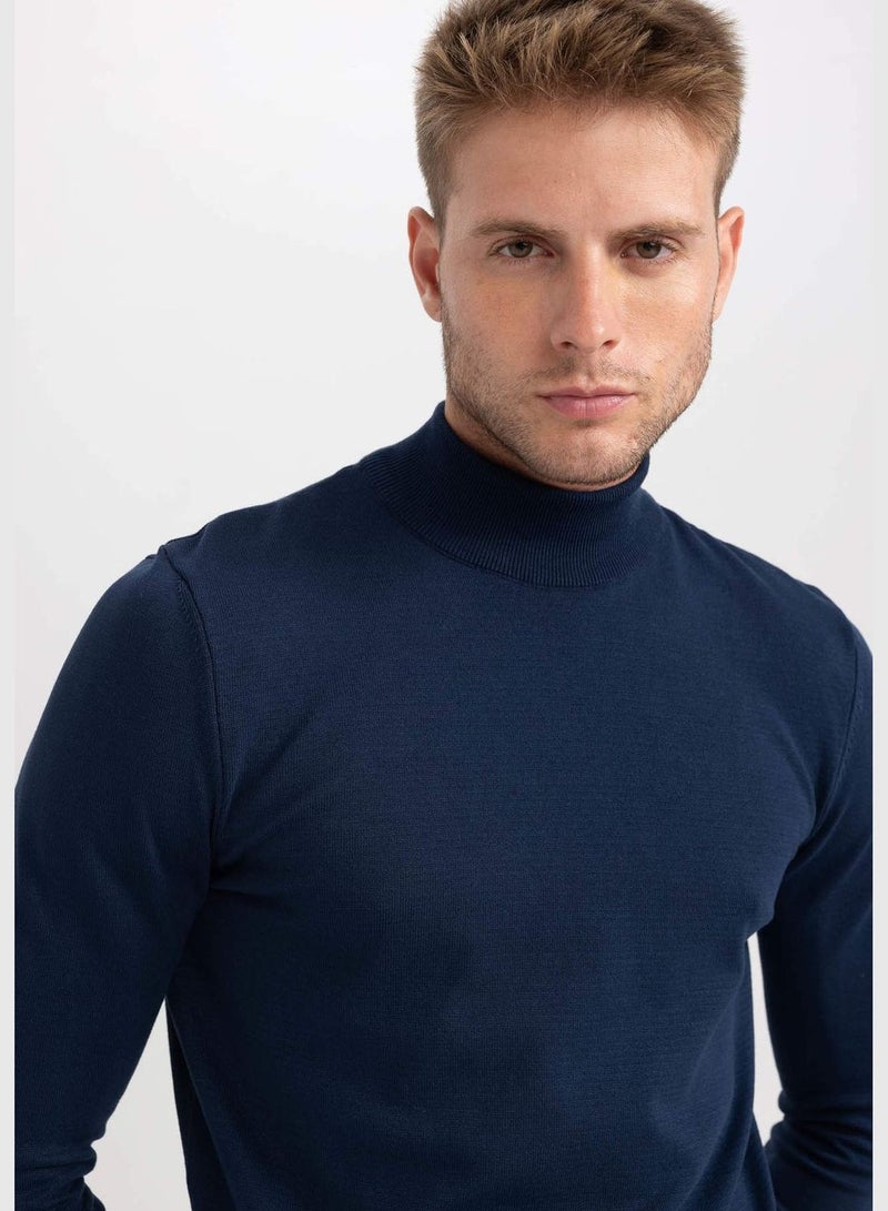 Man Mock Neck Long Sleeve Tricot Pullover