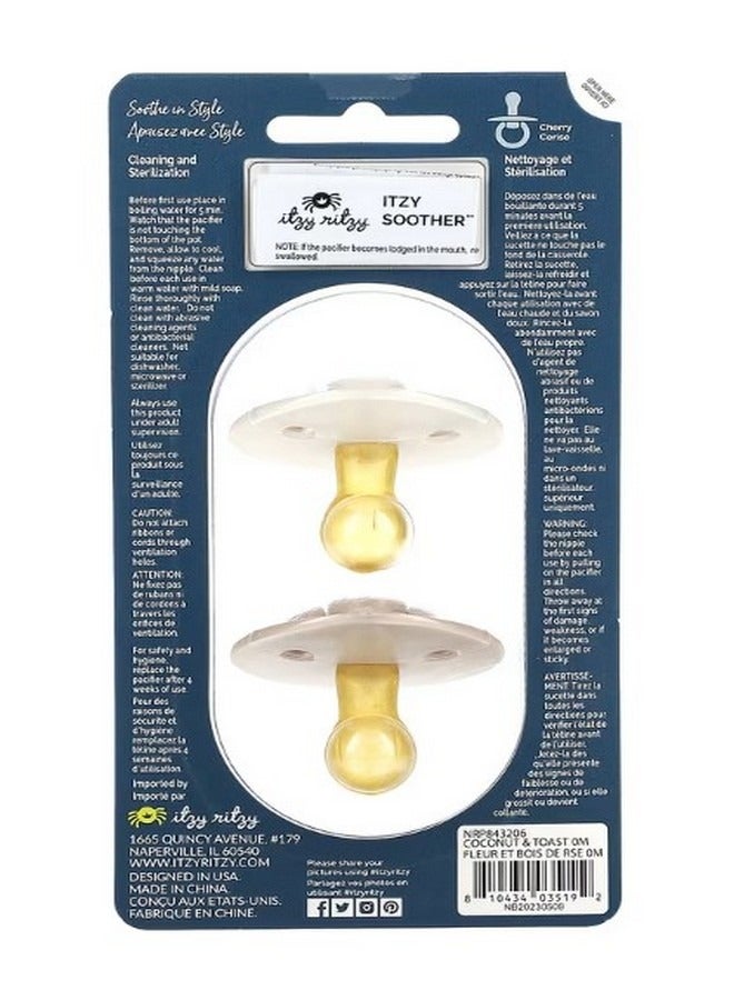 Soother Pacifiers with Natural Rubber Nipples 0 6 Months Coconut and Toast 2 Pacifiers