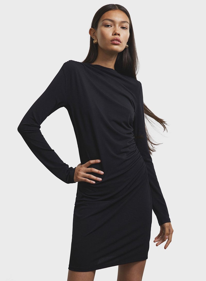 High Neck Ruched Dress