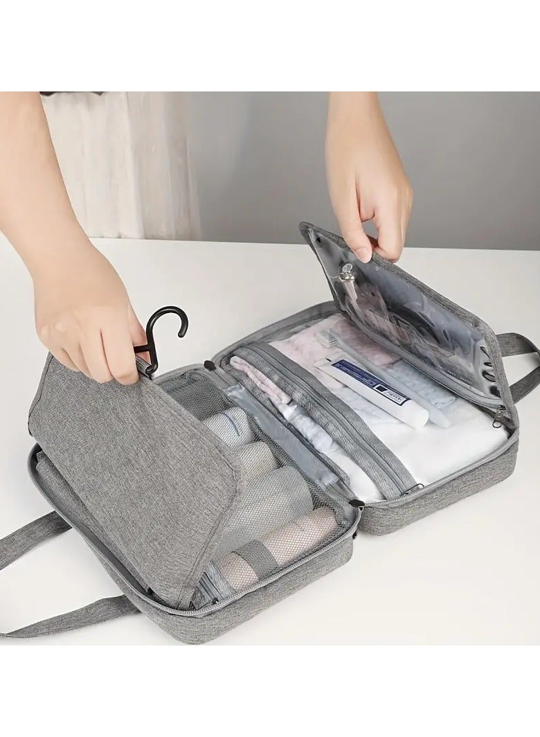 Hanging Travel Toiletry Bag with Hook Portable Cosmetic Holder for Brushes Set Travel Makeup Organizer With Wet and Dry Seperation Partition Settings for Toiletries