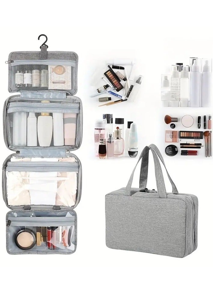 Hanging Travel Toiletry Bag with Hook Portable Cosmetic Holder for Brushes Set Travel Makeup Organizer With Wet and Dry Seperation Partition Settings for Toiletries