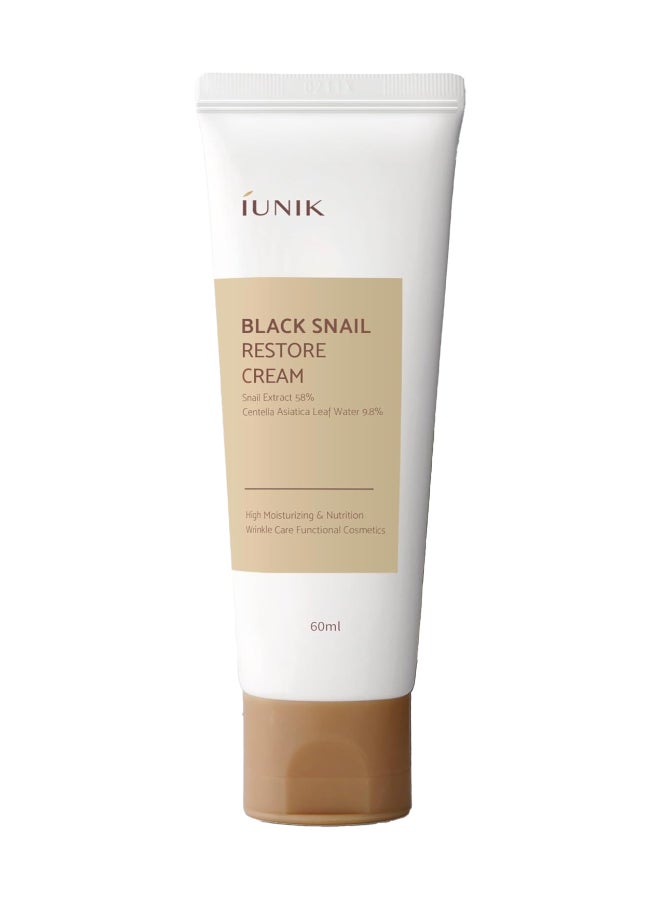 Black Snail Restore Cream - Firm Elasticity, Soothes Skin, Moisture the Tired Skin, Reduces Wrinkles, Korean Cosmetics, K-Beauty, Skincare, 60 ml