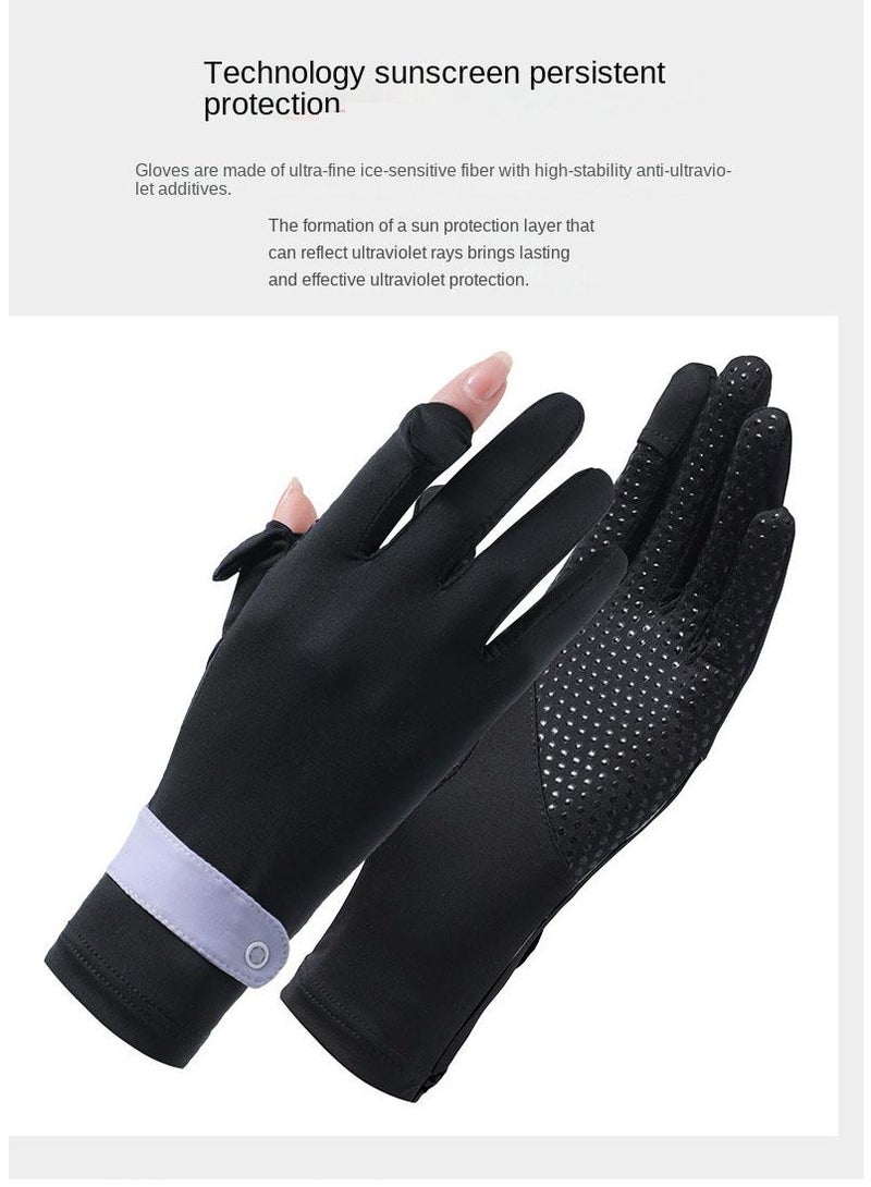 Women's Cool Outdoor Sunscreen Breathable Non-slip Sports Cycling Ice Silk Gloves