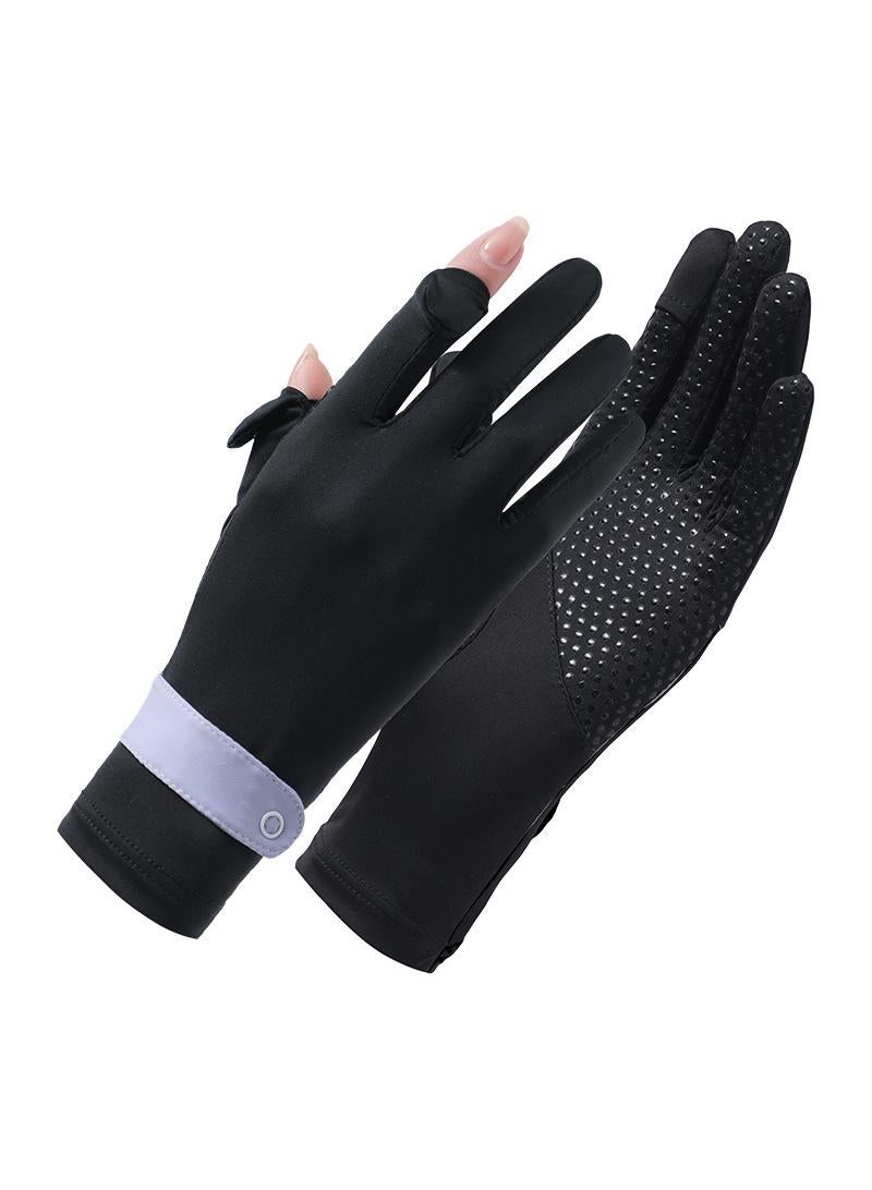 Women's Cool Outdoor Sunscreen Breathable Non-slip Sports Cycling Ice Silk Gloves