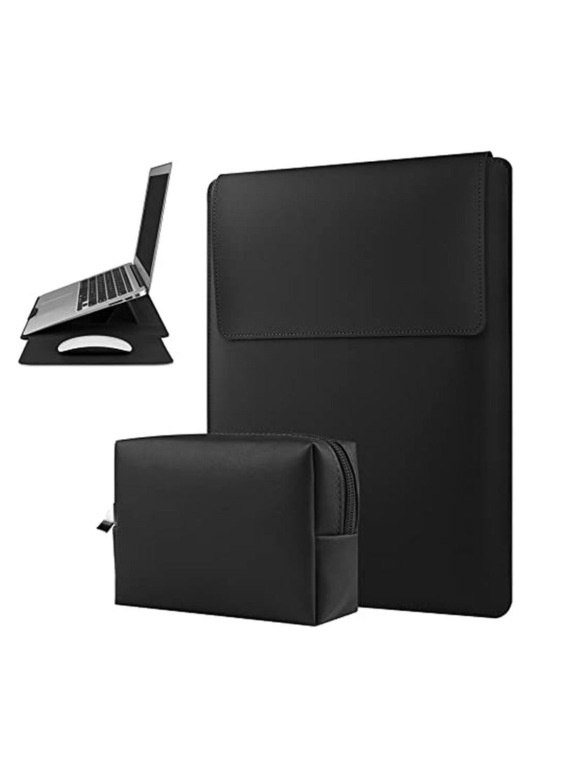 13-14 Inch Laptop Sleeve Case Leather Bag Compatible with MacBook Air 13.3''/13.6'' M1 M2/MacBook Pro 13 2022-2016/Dell XPS