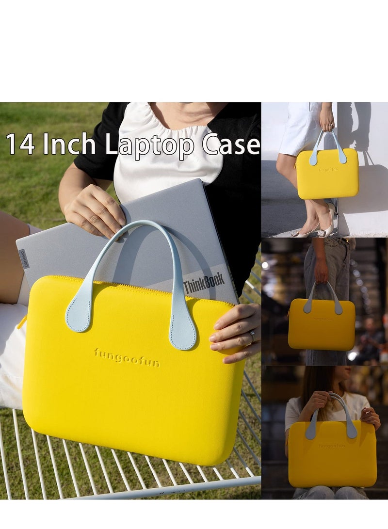 Laptop Bag, 35.5CM Case, Computer Bag EVA Waterproof Handlbag Briefcase for MacBook/Dell/MateBook/Lenovo/ASUS Notebook(Yellow)