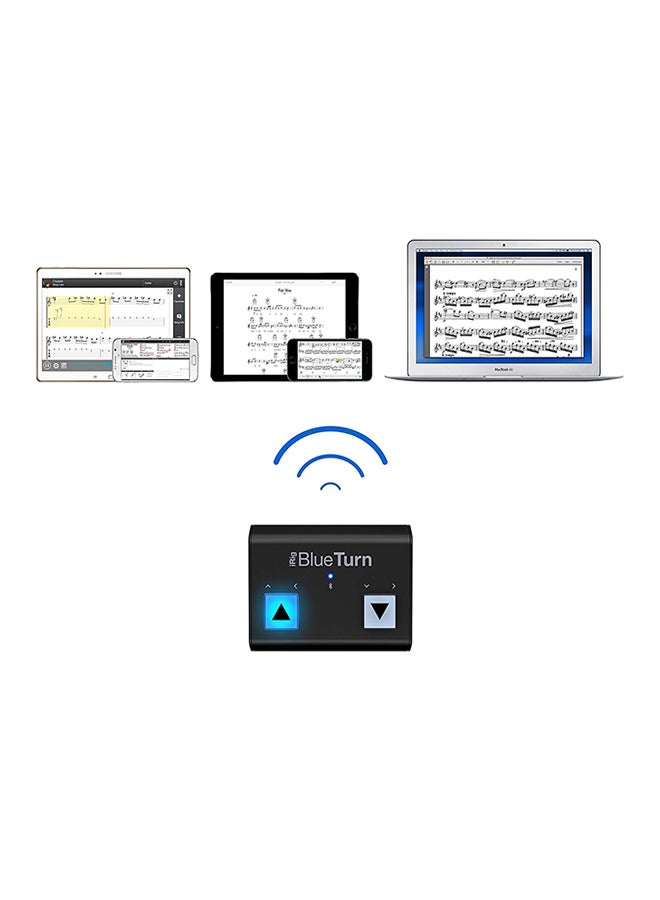 iRig BlueTurn - Backlit silent Bluetooth page turner for iPhone, iPad, Mac and Android IP-IRIG-BTURN-IN Black