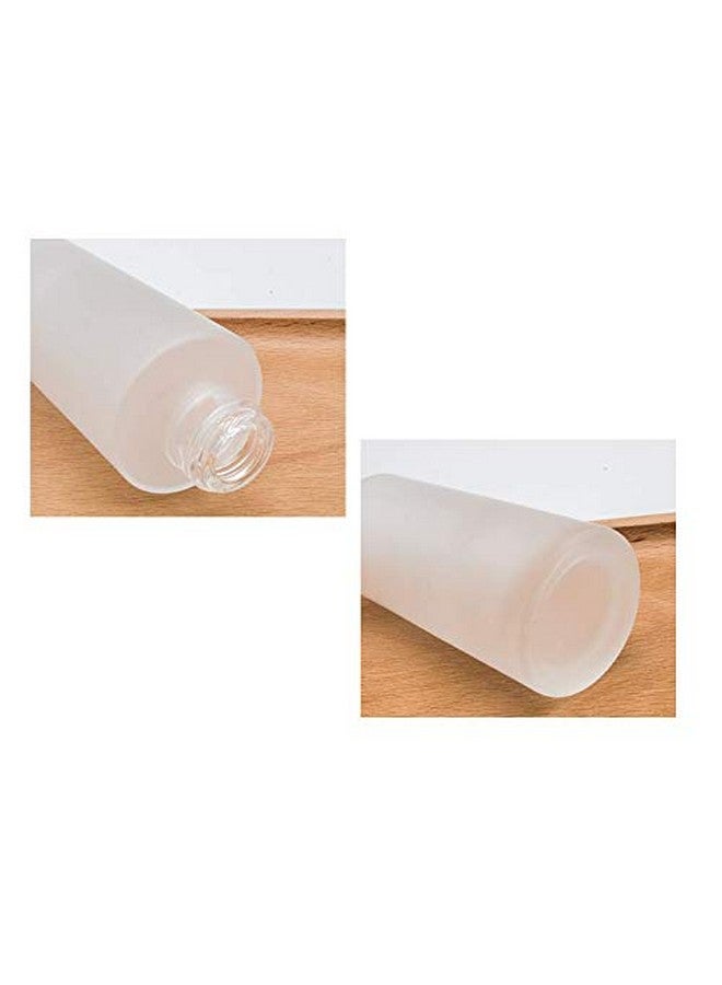 1Pcs 150Ml 5Oz Frosted Glass Pump Bottles Empty Refillable Press Pump Bottle With Bamboo Pump Head Toiletries Storage Containers For Shampoo Essential Oils Shower Gel Hand Wash Lotion Dispenser