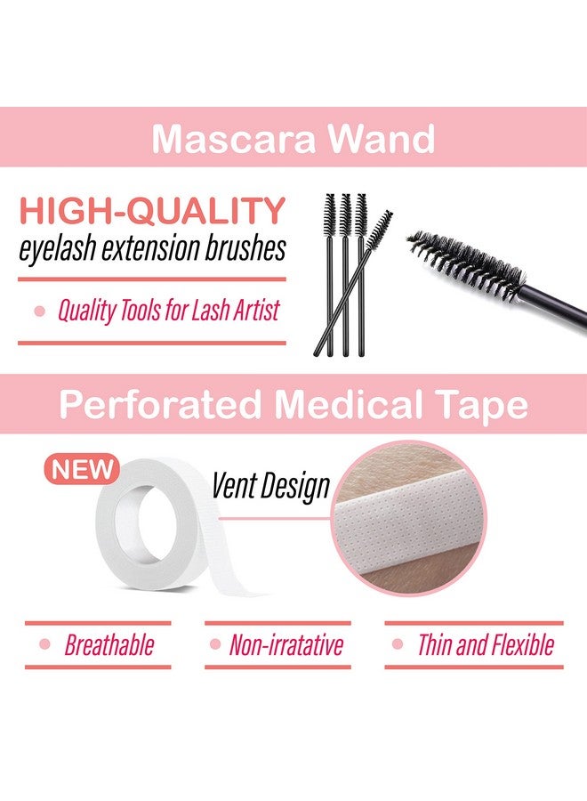 Eyelash Extension Supplies 4X100 Packs100 Pairs Under Eye Gel Pads 100 Disposable Mascara Brushes Wands 100 Micro Applicators Brush 100 Glue Ring Holder 2 Medical Tapes