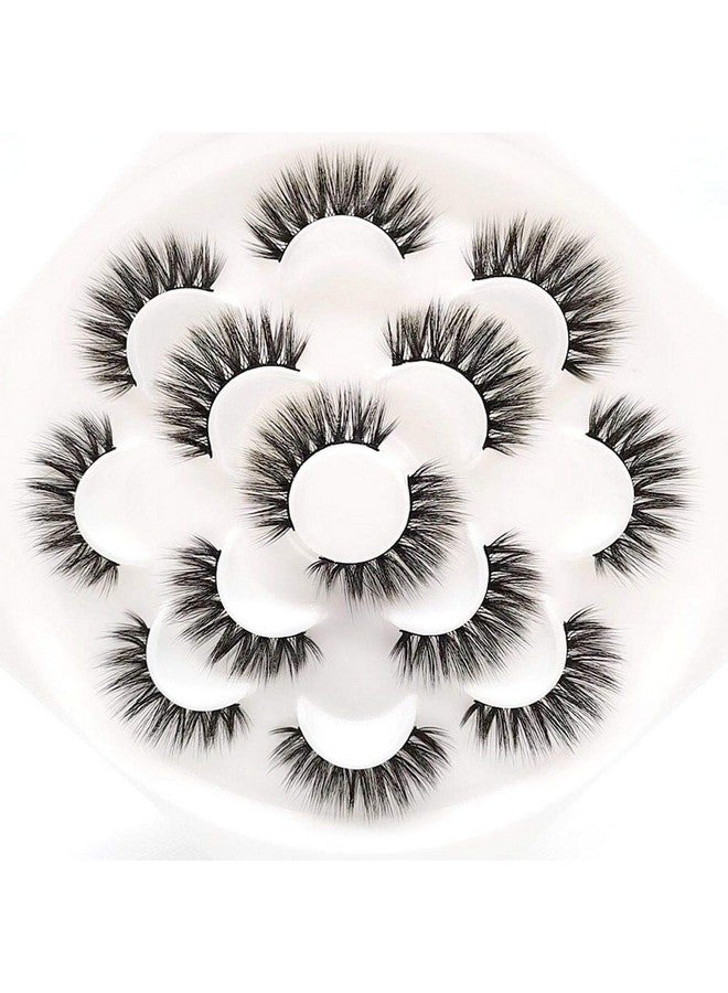 Sunniess False Eyelashes 8D Faux Mink Lashes 100% Handmade Reusable Natural Look Fake Eye Lashes Cateye Fluffy Wispy Lashes Dramatic Long Thick Volume Soft Lashes Packs (5D03)