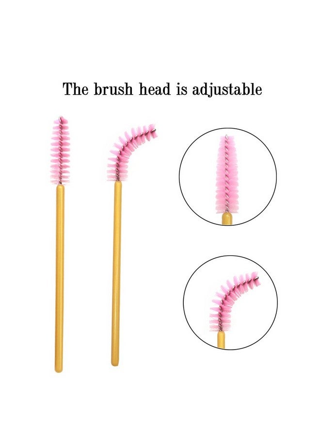 300 Pack Mascara Wand Eyelash Brush Disposable Eye Lash Applicator Makeup Tool Kitgold Pink