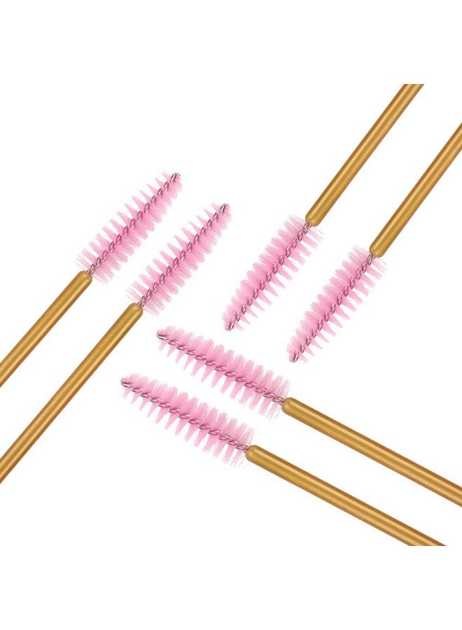 300 Pack Mascara Wand Eyelash Brush Disposable Eye Lash Applicator Makeup Tool Kitgold Pink