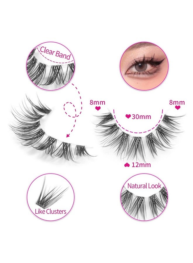 10 Pairs Clear Band Manga Lashes Natural Look 12Mm Anime Lashes Spiky Japanese Korean Asian False Eyelashes Look Like Individual Clusters(Y18 12Mm)