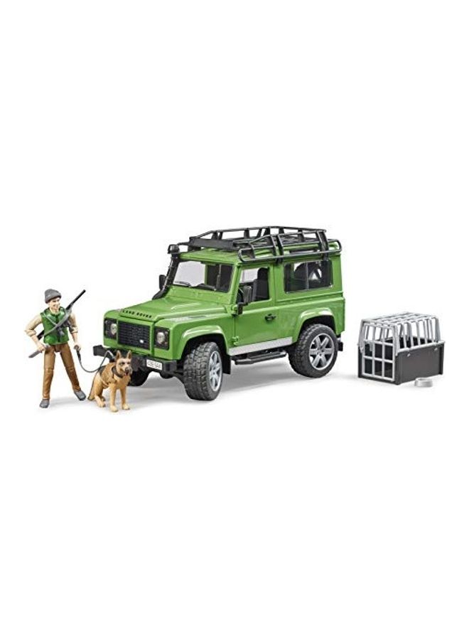 Land Rover Defender with Forester and Dog