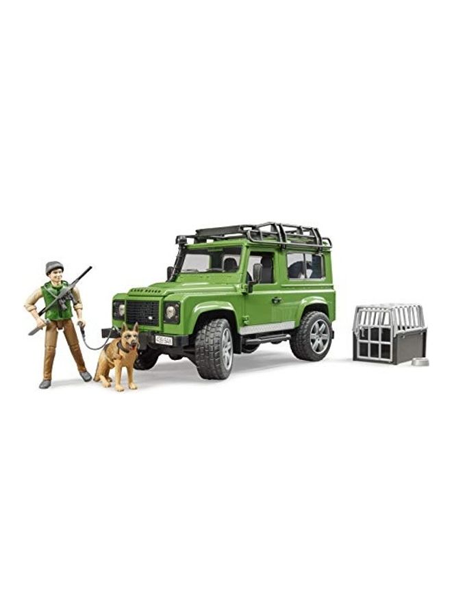 Land Rover Defender with Forester and Dog