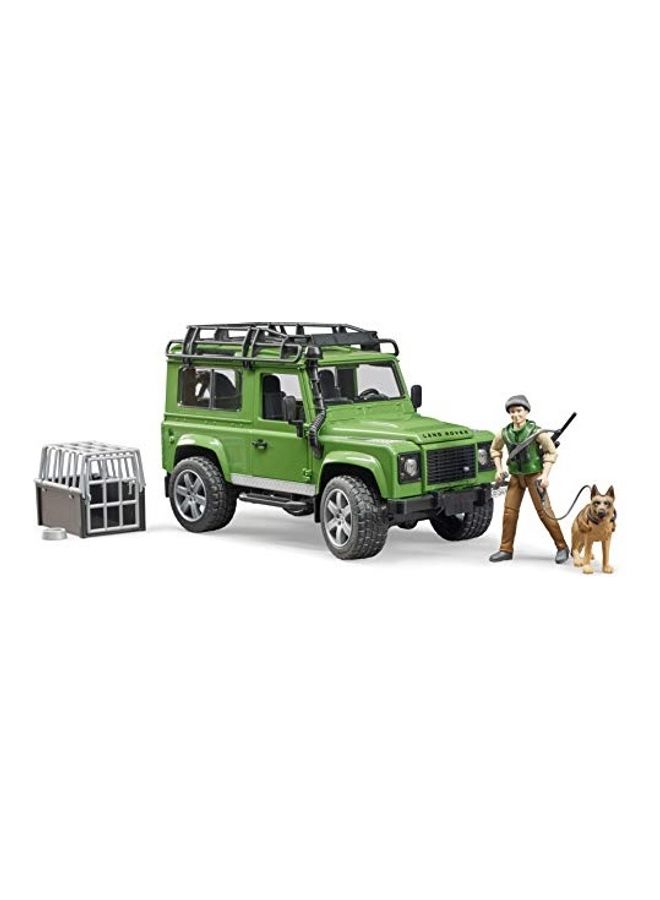 Land Rover Defender with Forester and Dog