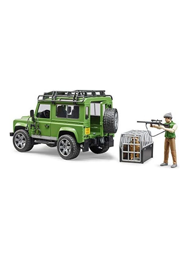 Land Rover Defender with Forester and Dog