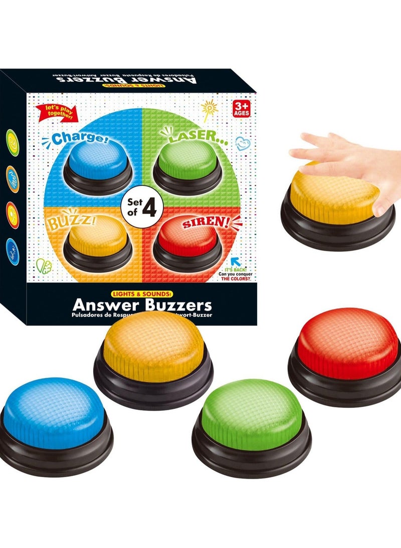 Home Smart Answer Buzzer Set of 4 Lights & Sound Buzzer for Quiz Game Assorted Colored Classroom activity and Show Game