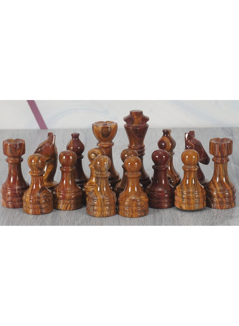 Radicaln Red and Coral Marble Large Chess Figures Total 32 figures suitable for 16 to 20 inch chess board