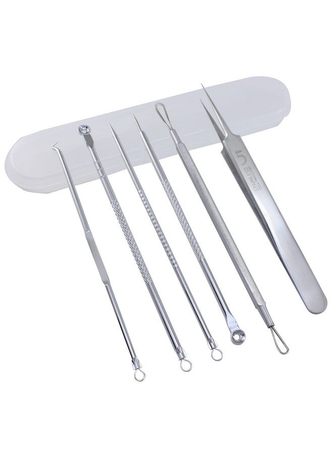 Dual Heads Blackhead Remover Tool Pimple Popper Tool Kit Acne Needle Tools Set Removing Treatment Comedone Whitehead Popping Zit For Nose Face Skin Blemish Extractor Tool (6Pcs&Travel Box)