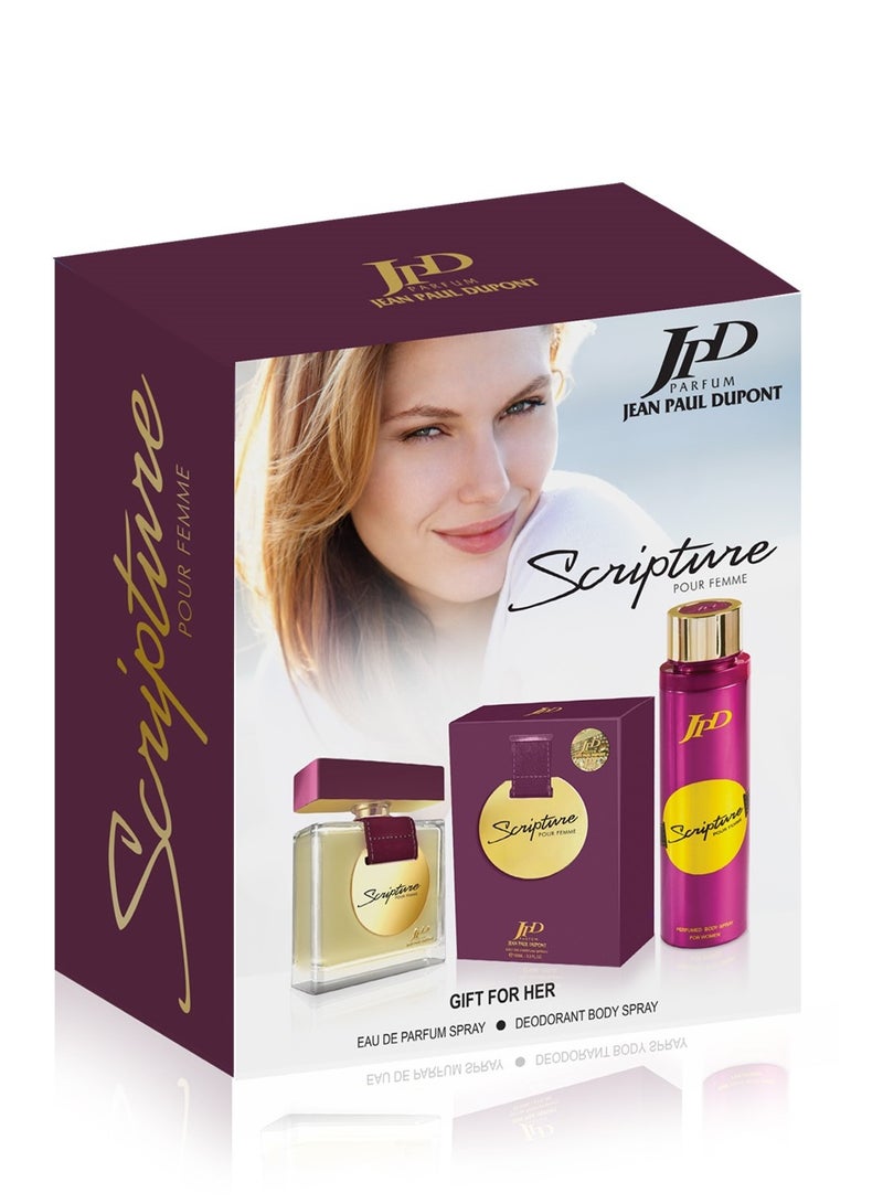 Jean Paul Dupont Scripture Pour Femme 2Pcs Promo Pack Eau de Parfum 100ml + Body Spray 200ml