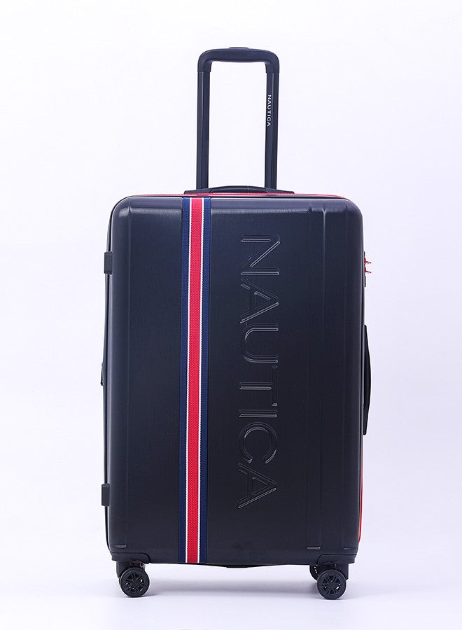 Nautica Hard Luggage, Light Weight Trolley Bag with Buckle Strap, 4 Spinner Wheels and 3 Digit TSA Lock, Black, 20 inches