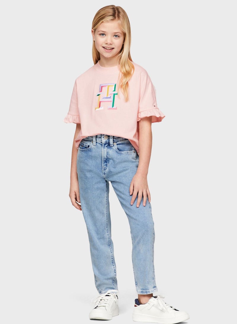 Kids Light Wash Tapered Jeans