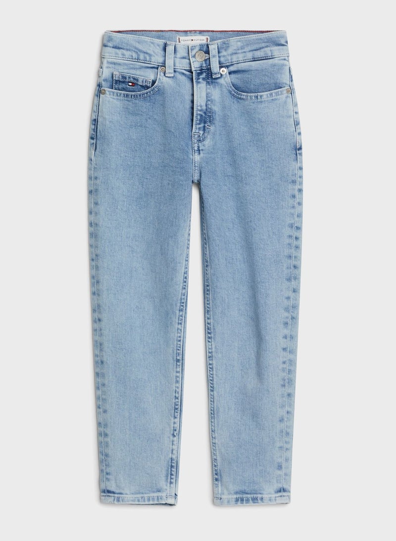 Kids Light Wash Tapered Jeans