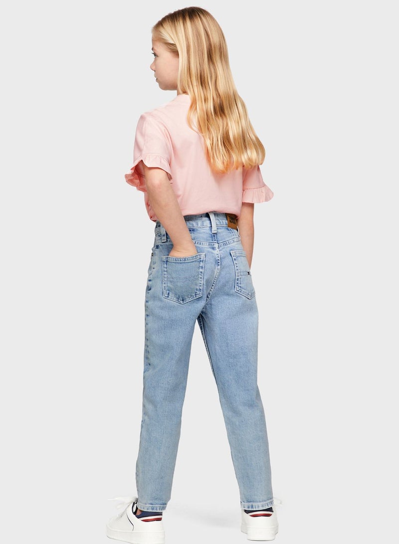 Kids Light Wash Tapered Jeans