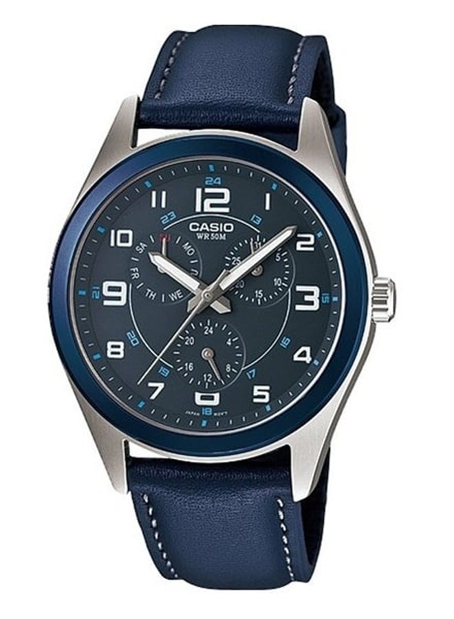 Men's Analog Round Shape Leather Wrist Watch MTP-1352L-2BVDF - 40 Mm