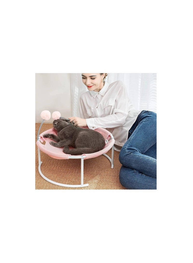 Small Pets Soft Breathable Comfortable Mesh Cloth Pet Sleeping dog Bed elevated washable detachable Cat Hammock Bed-pink