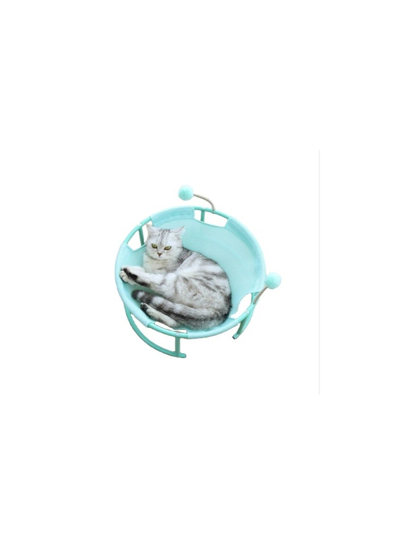 Small Pets Soft Breathable Comfortable Mesh Cloth Pet Sleeping dog Bed elevated washable detachable Cat Hammock Bed- blue