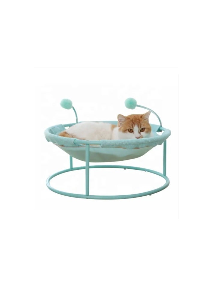 Small Pets Soft Breathable Comfortable Mesh Cloth Pet Sleeping dog Bed elevated washable detachable Cat Hammock Bed- blue
