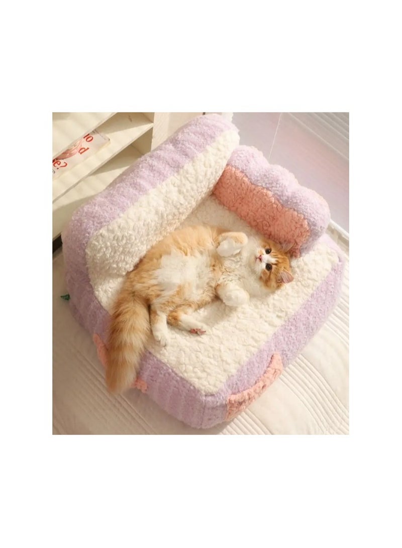 Cat Cute Cake Sofa Nest Winter Warm Cotton Pads Luxury Thickened Deep Sleeping Beds for Small Dog Puppy Kitten Pet Supplies