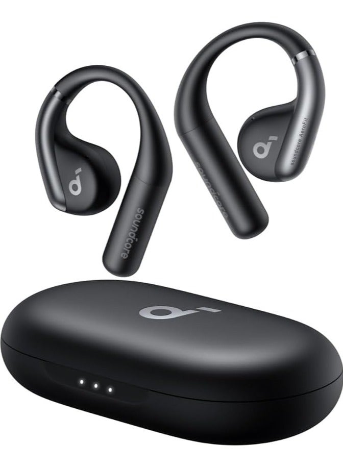 Anker, AeroFit Open-Ear Headphones, Ultra Comfort, Snug Fit, Ergonomic Ear Hook, Balanced Sound, IPX7 Waterproof, 42H Playtime, Bluetooth 5.3, App Control, Clear Calls, Wireless Earbuds Black
