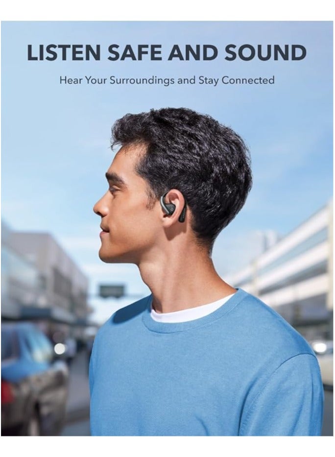 Anker, AeroFit Open-Ear Headphones, Ultra Comfort, Snug Fit, Ergonomic Ear Hook, Balanced Sound, IPX7 Waterproof, 42H Playtime, Bluetooth 5.3, App Control, Clear Calls, Wireless Earbuds Black