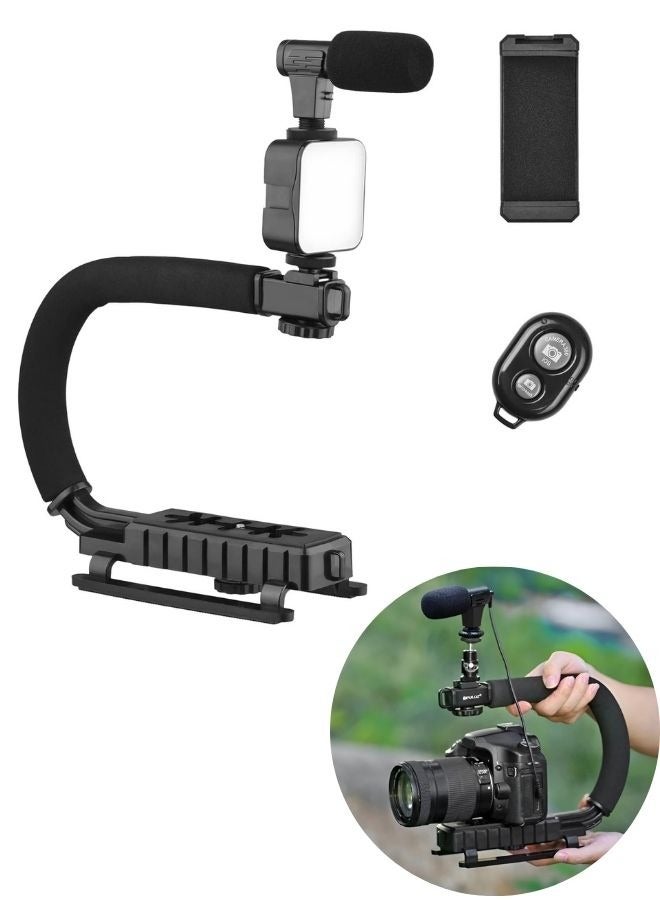 Video Camera Stabilizer, U-Shape Portable Handle Handheld Vlog Bracket Stabilizer Kit Smartphone Holder Vlogging, Video DSLR Camera Camcorder