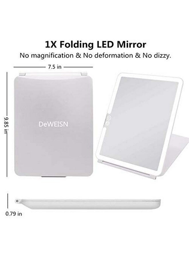 Folding Lighted Makeup Mirror With 72 Leds 3 Colors Light Modes Usb Rechargable 1800Ma Batteries Portable Ultra Thin Compact Vanity Mirror Dimmable Travel Mirror