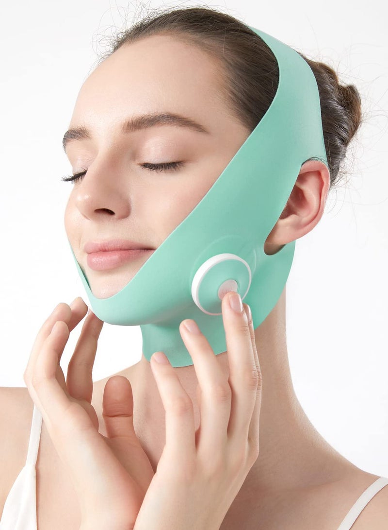 Double Chin Tightener Massage Reducer Face V Line Tape Massager Device Soft Fabric Jawline Exerciser 5 Levels of Adjustment Auto stop Achieve a Youthful V Face Effect with Comfort and Style
