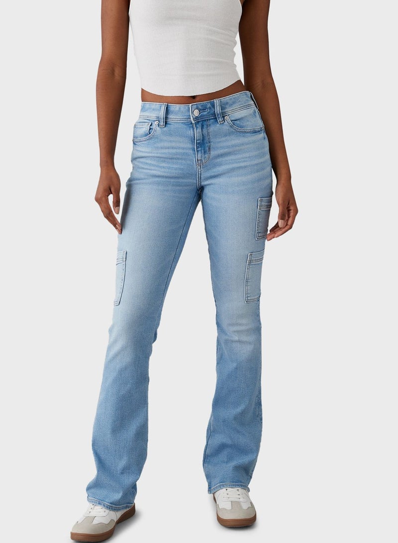 Low Waist Straight Fit Flared Jeans