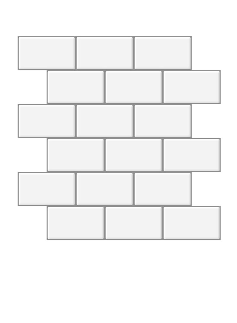 10-Sheet Peel and Stick Tile for Kitchen Backsplash 12x12 inches Off White Subway Tile with Grey Grout