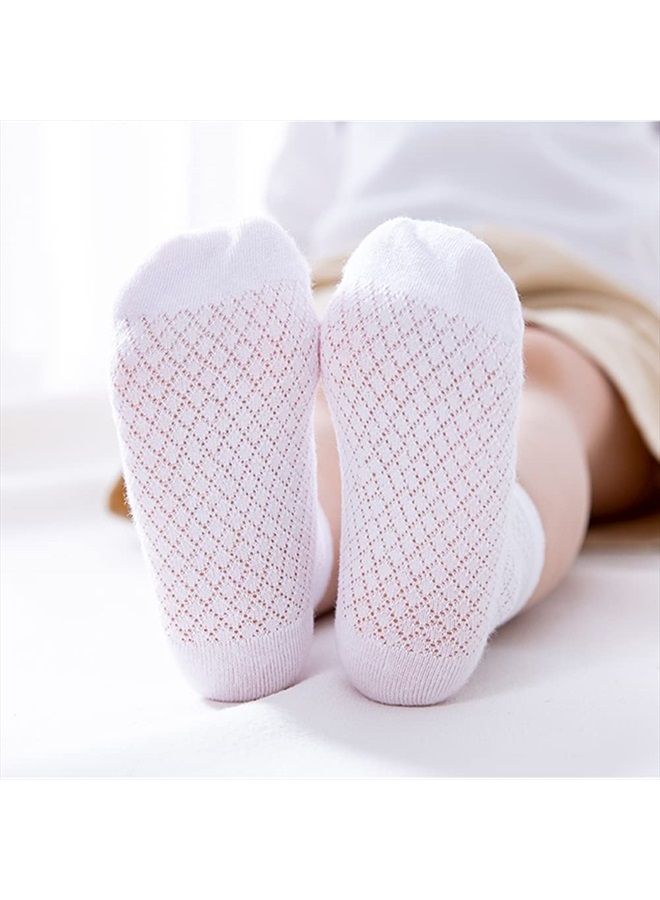 Pack of 5 Mesh Thin Baby Girls Boys Cotton White Socks Toddler Kids No Show Ankle Socks 1-8T (5 color,3-5T)