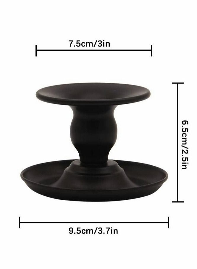 Taper Candle Holder Set, Black Retro Iron Candle Stick Holder, Candlelight Stand for Pillar Candles, Candle Stands Decorative for Weddings, Parties and Home Décor (Pack of 2)