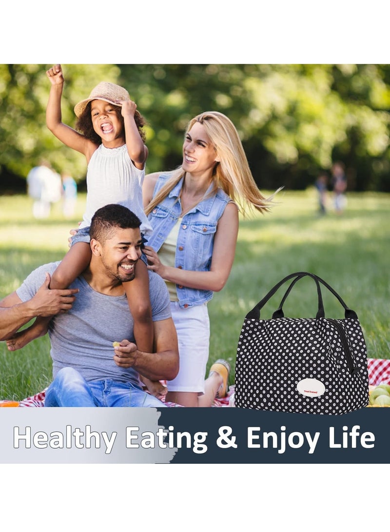 Lunch Bag Bento Bag Insulated Lunch Box Men Adult Lunchbox Lunch Tote Reusable Meal Prep Container Bag Bento Box Cooler Bag for Students Ladies Men Picnic Work Outdoor Office Polka Dots