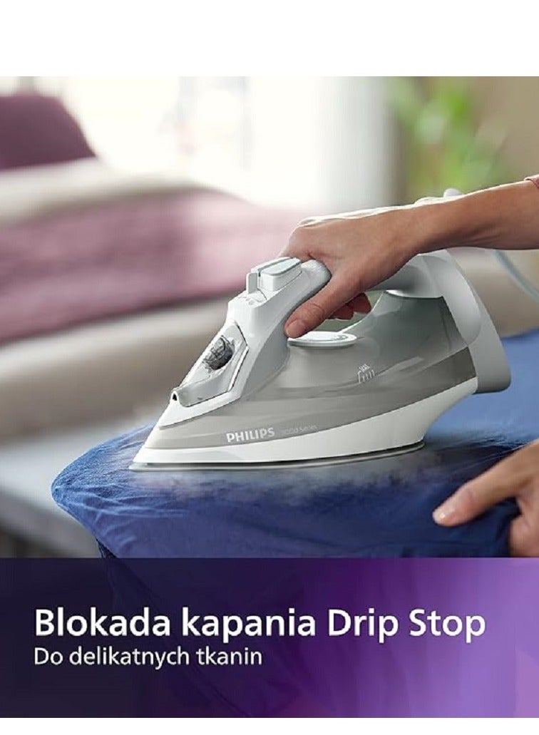 Steam Iron 5000 Series - 40 G/Min Continuous Steam, 160 G Steam Boost, SteamGlide Plus, Vertical Steaming For Hanging Fabrics 320 ml 2400 W DST5010/10 grey