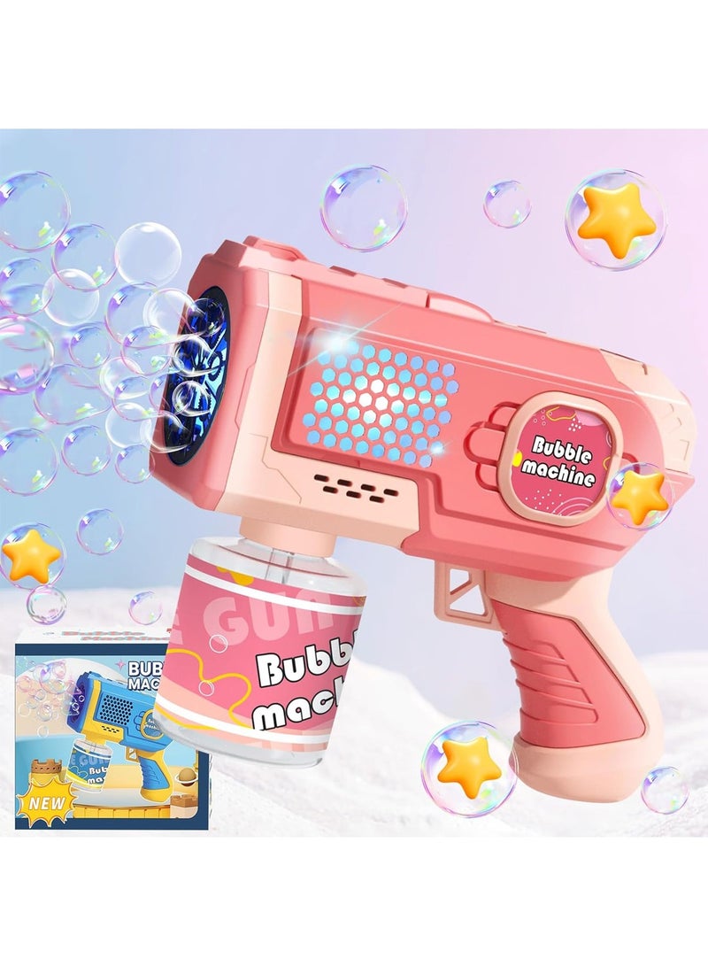 Bubble Gun For Kids Soft Lights Bubble Blaster Kids Toys Party Favors 8 Holes Bubble Gun Pink