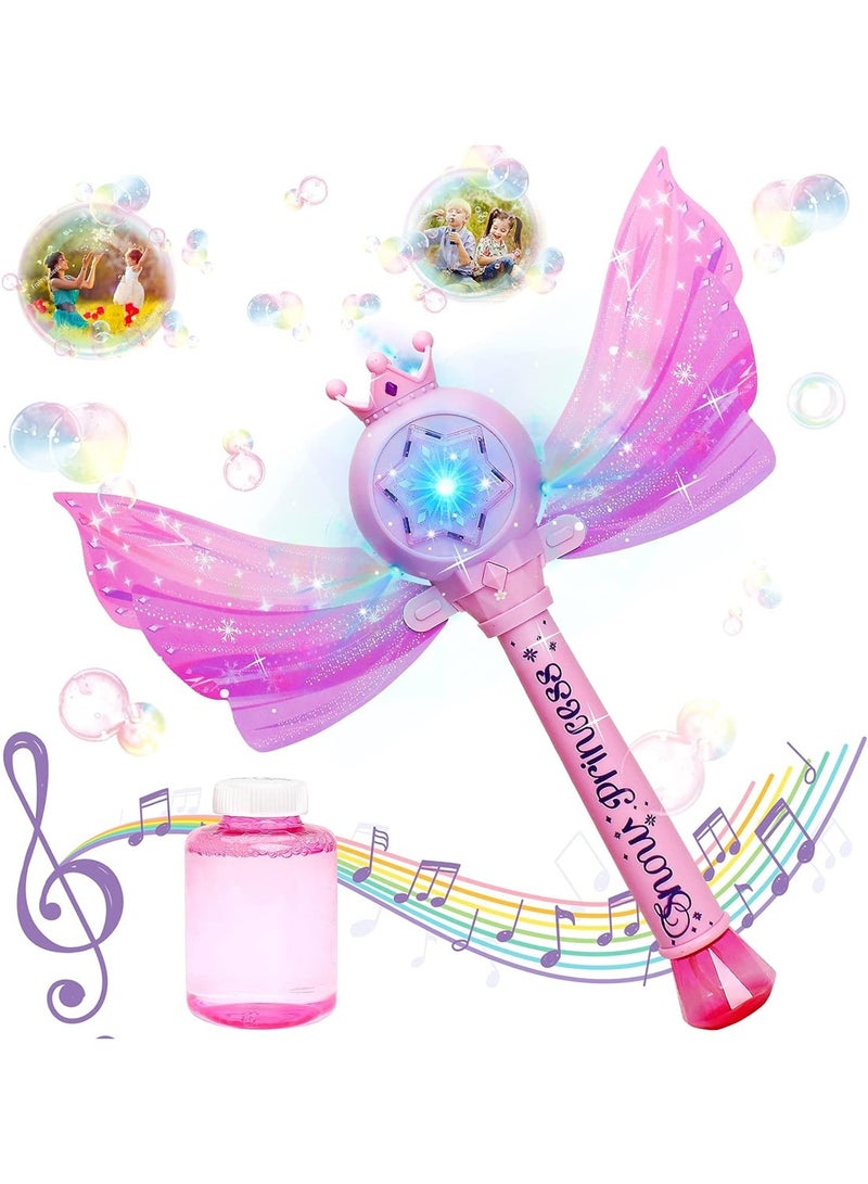 Bubble Machine For Toddlers Kids Bubble Wands With Detachable Wings 1000+ Bubbles Per Minute Light Up Bubble Maker Outdoor Toys With Music