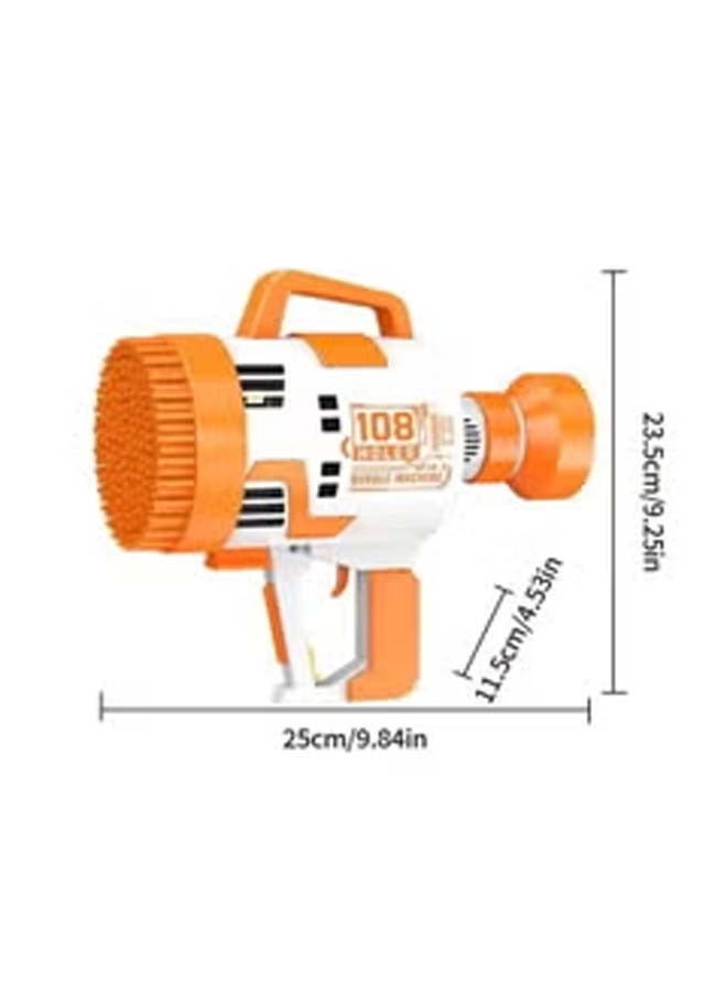 108 Holes Bubble Machine Gun Battery Operated with Light/Bubble Maker for Kids Indoor & Outdoor- Orange