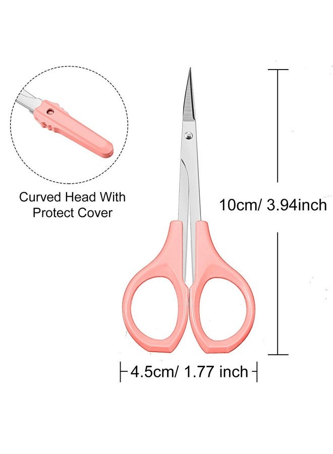 2 Pack Curved Craft Scissors Small Scissors Beauty Eyebrow Scissors Stainless Steel Trimming Scissors For Eyebrow Eyelash Extensionsfacial Nose Hair (4 Inch)